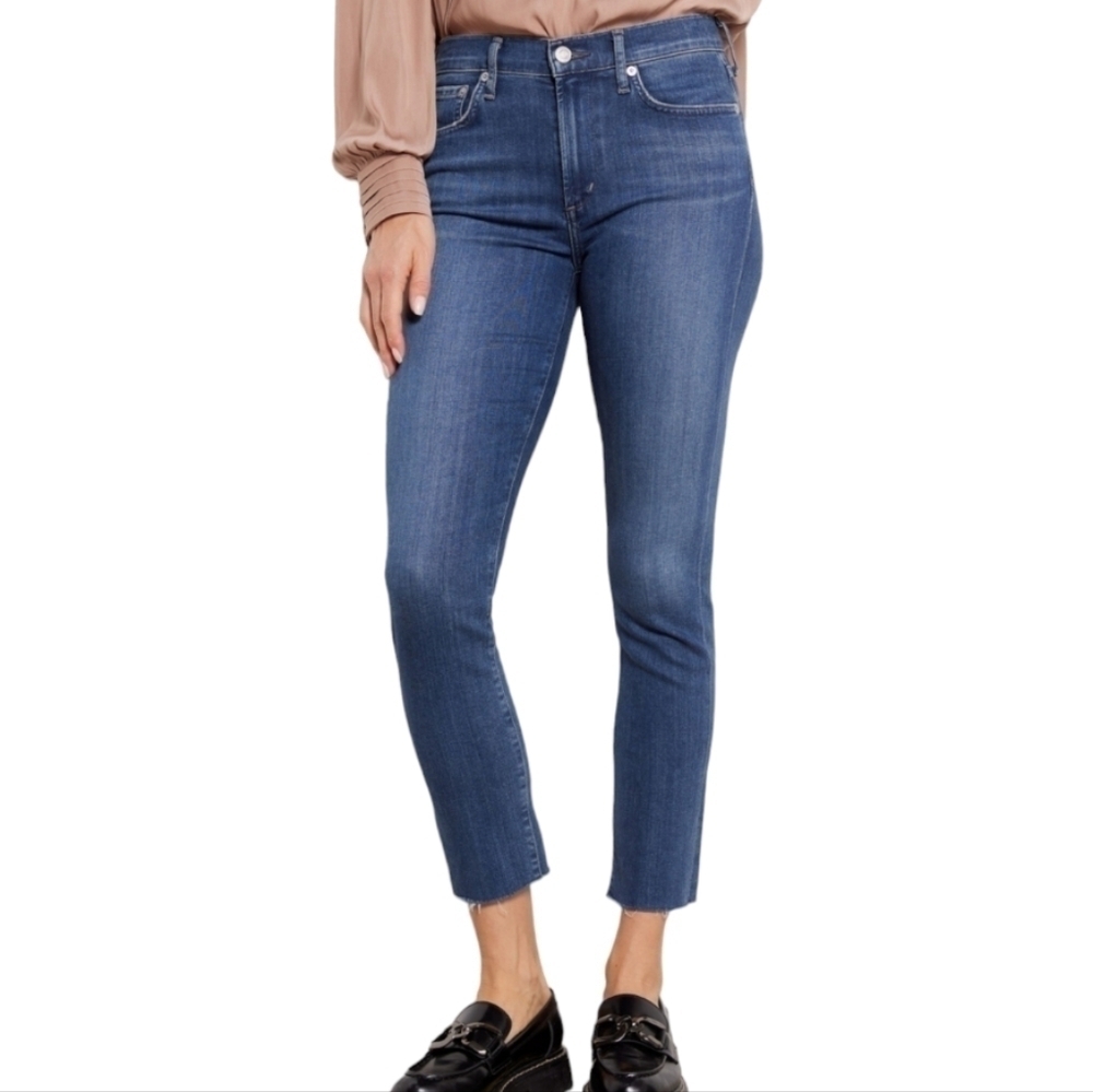 Agolde Women's Sophie Skinny Frayed Hem Denim Blue Jeans, Size 27 - Picture 2 of 16